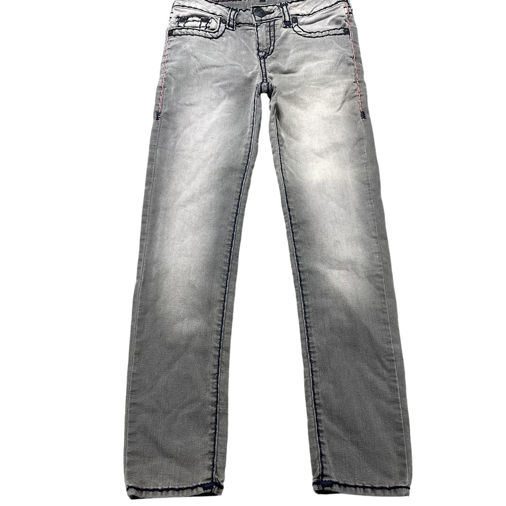 True Religion Jeans Kids 8 26x25 Casey Midnight Super T Skinny Denim Gray